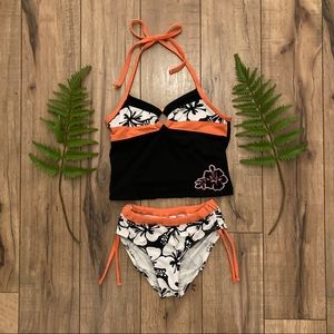 🪴3/$15  tankini Hawaiian white flowers tie top